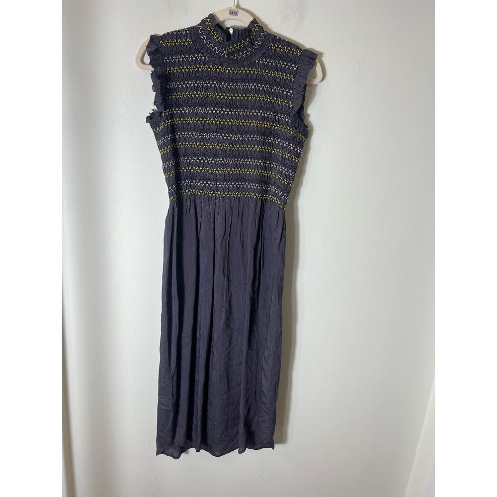 Sea New York Navy Midi Dress with Yellow Accents
